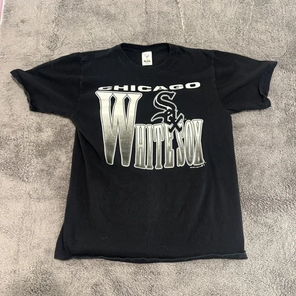 Vintage 1991 Chicago White Sox T Shirt Artex Single Stitch Black Mens Large MLB - Picture 3 of 8